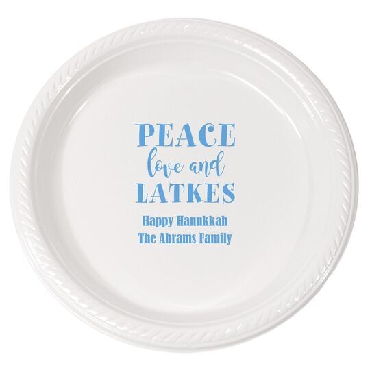 Peace Love And Latkes Plastic Plates